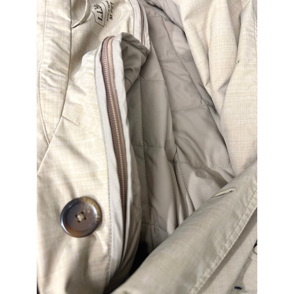 L.L.Bean Double Breasted Trench Coat Belted Tan Beige Womens Medium Petite Lined - Picture 9 of 9